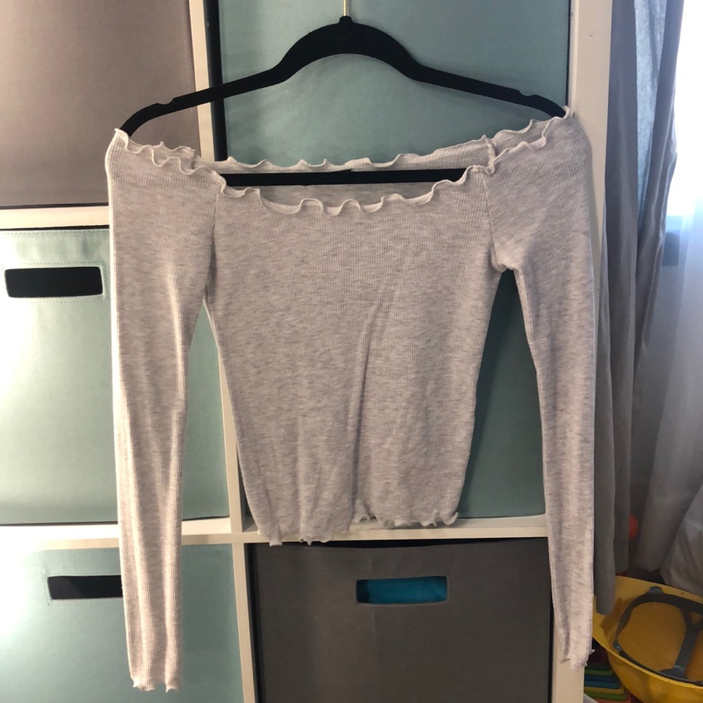 Brandy melville off the shoulder grey top